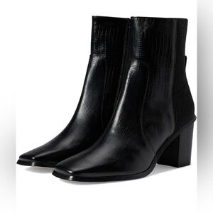 Andre Assous Venice Boot Lizard Embossed Block Heel Zip Boots